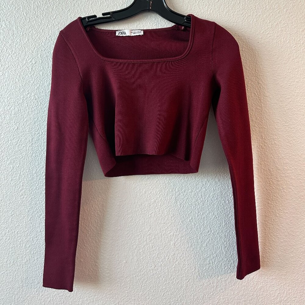 Zara Burgundy Crop Top